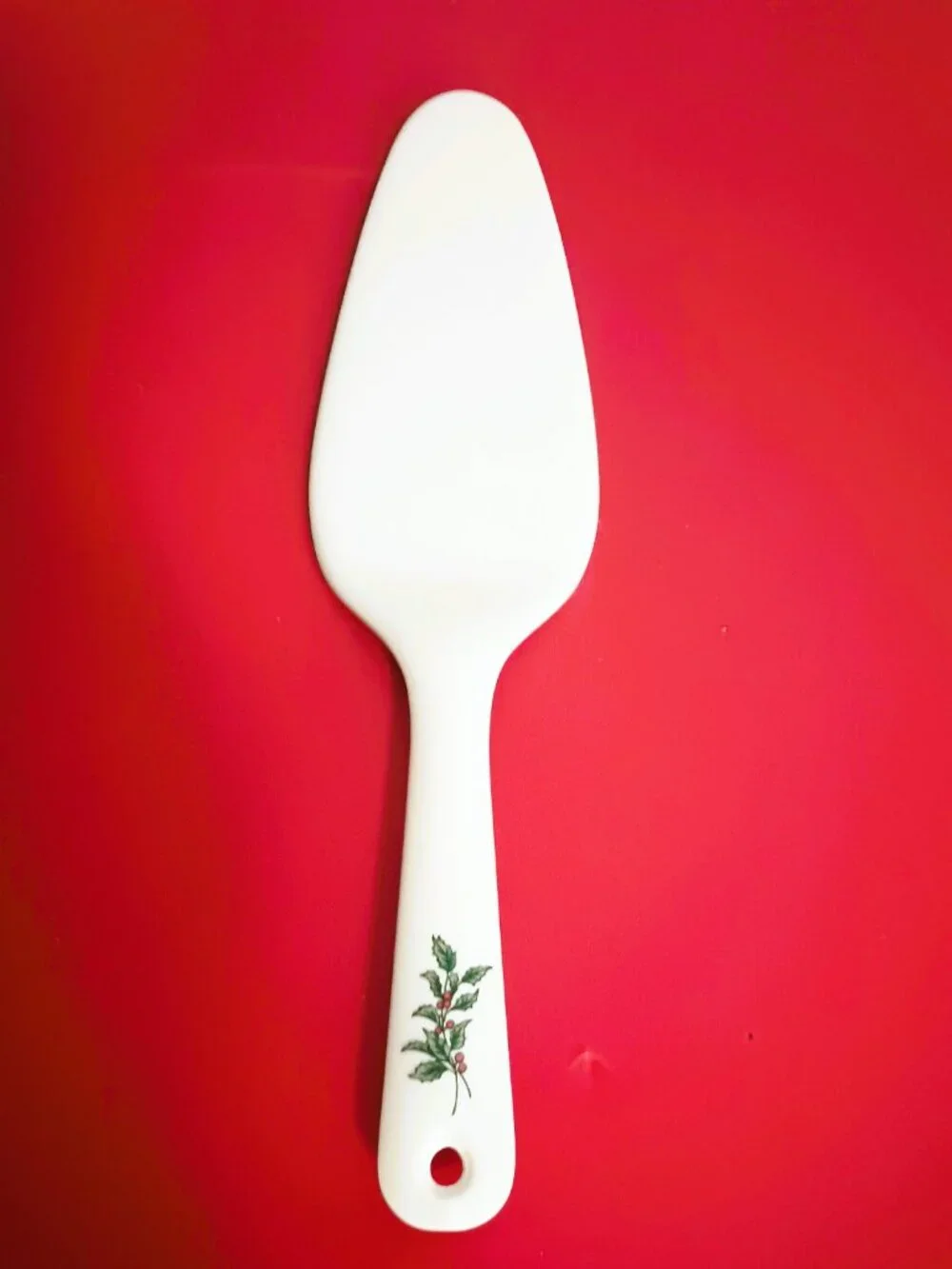 Nikko Christmas Holiday Pie Server Porcelain Holly Berry Cake Spatula